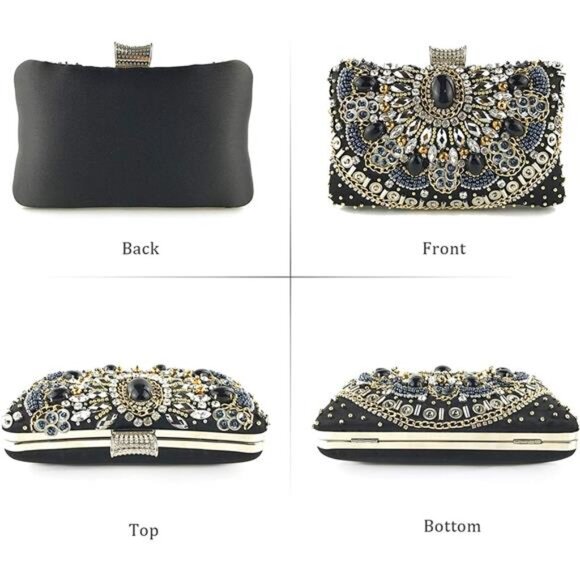 Crystal Rhinestone Evening Clutch Purse Sparkly Shoulder Crossbody Handbag - Picture 2 of 7